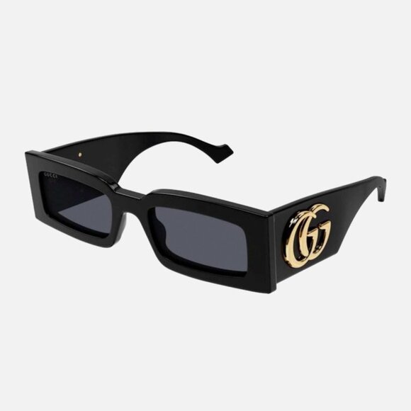 NEW GG1425S 001 53 GUCCI BLACK RECTANGULAR SUNGLASSES